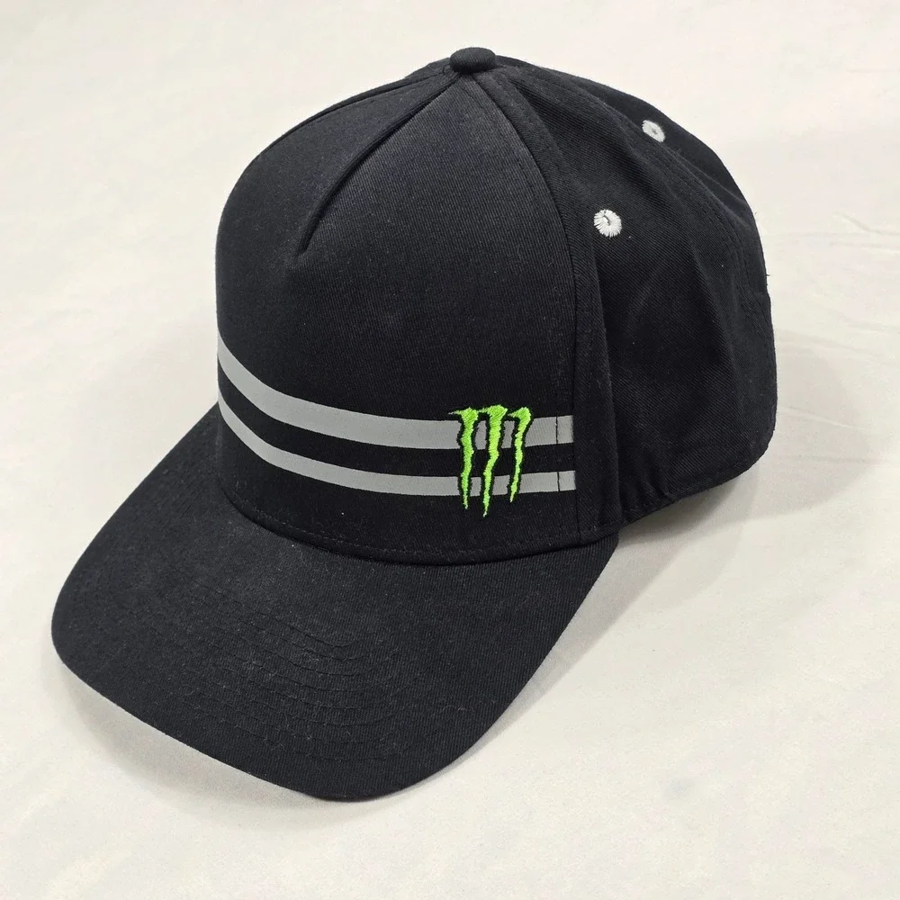 Monster Energy Hat Black Double Stripe Snapback Cap